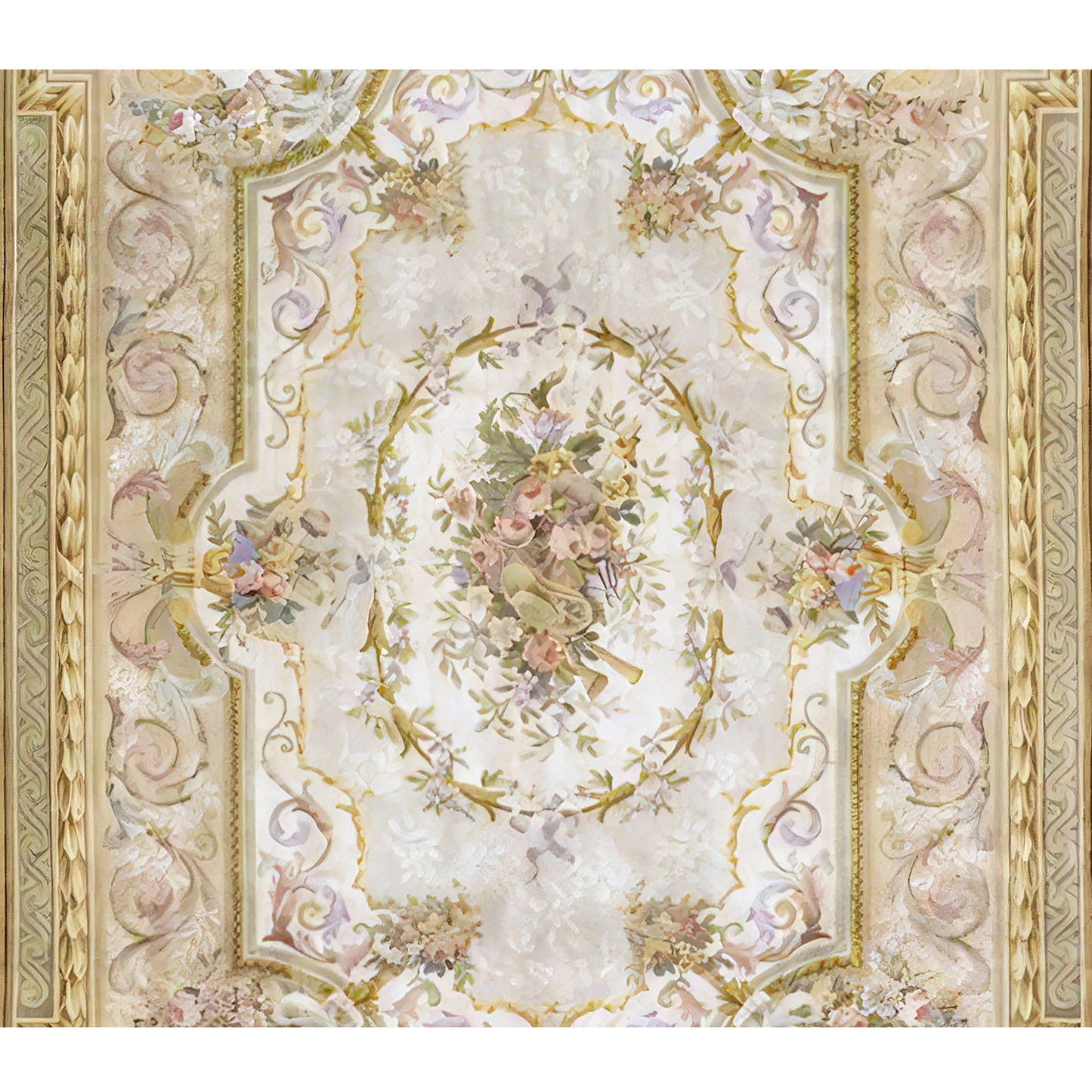 RENAISSANCE SAVONNERIE S-03I IVORY / LIGHT GREEN 11'6" X 16'6"