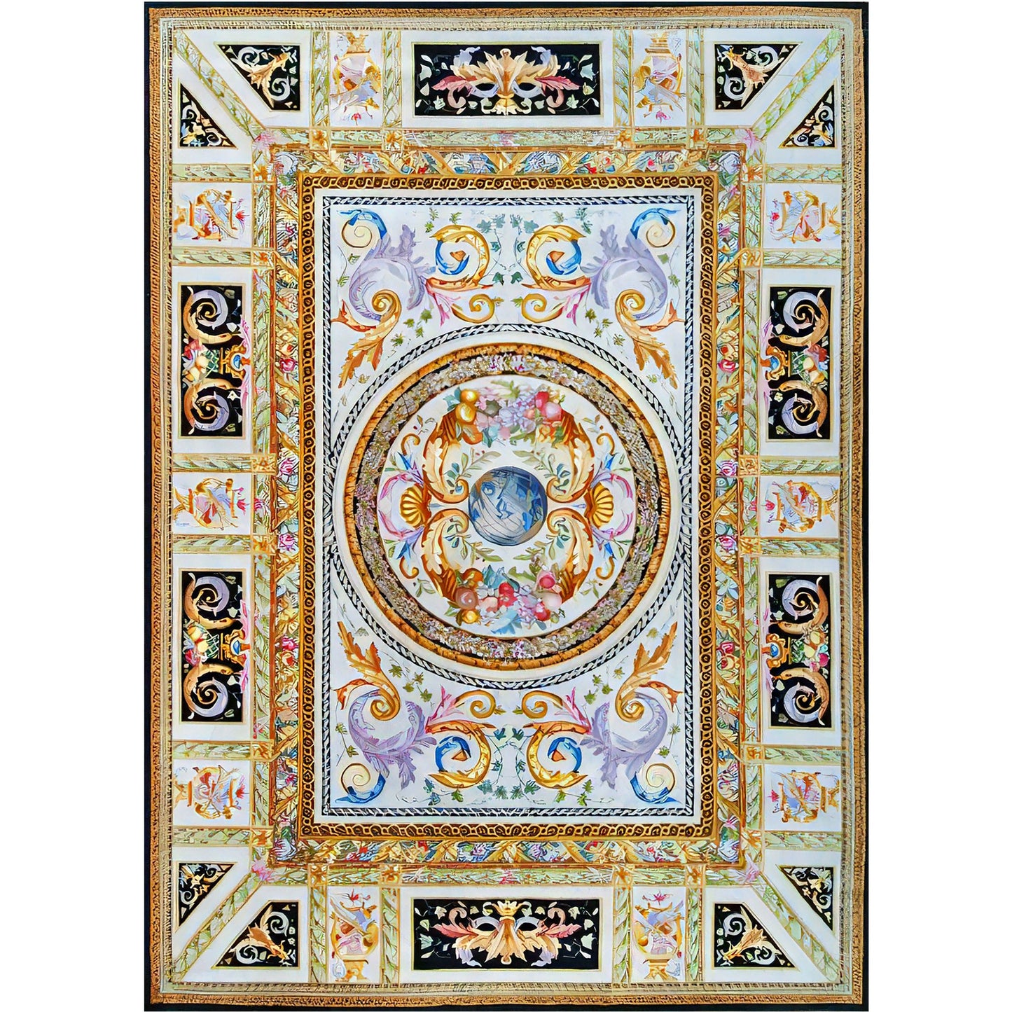 RENAISSANCE SAVONNERIE S196B IVORY / BLACK 14' X 22'1"