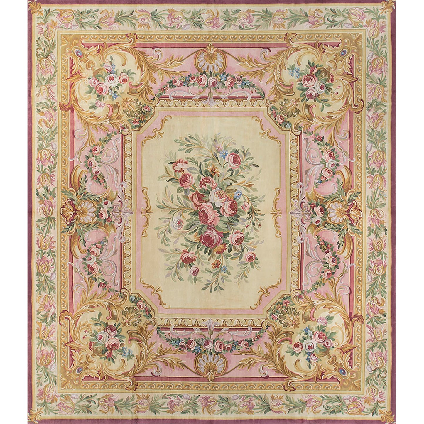 RENAISSANCE SAVONNERIE S-210 BEIGE / PLUM 15' X 17'1"