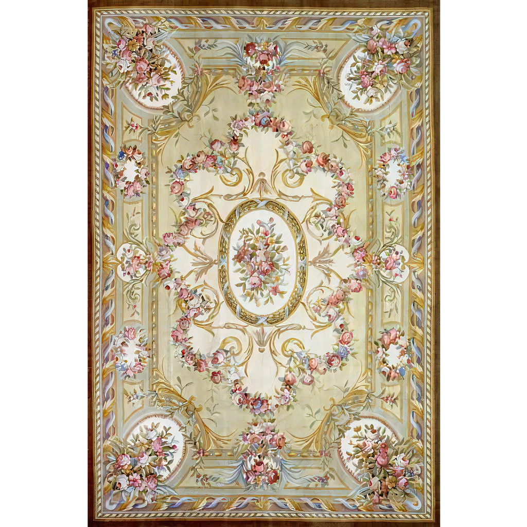 RENAISSANCE SAVONNERIE S-154 IVORY / GREEN 12'1" X 18'1"