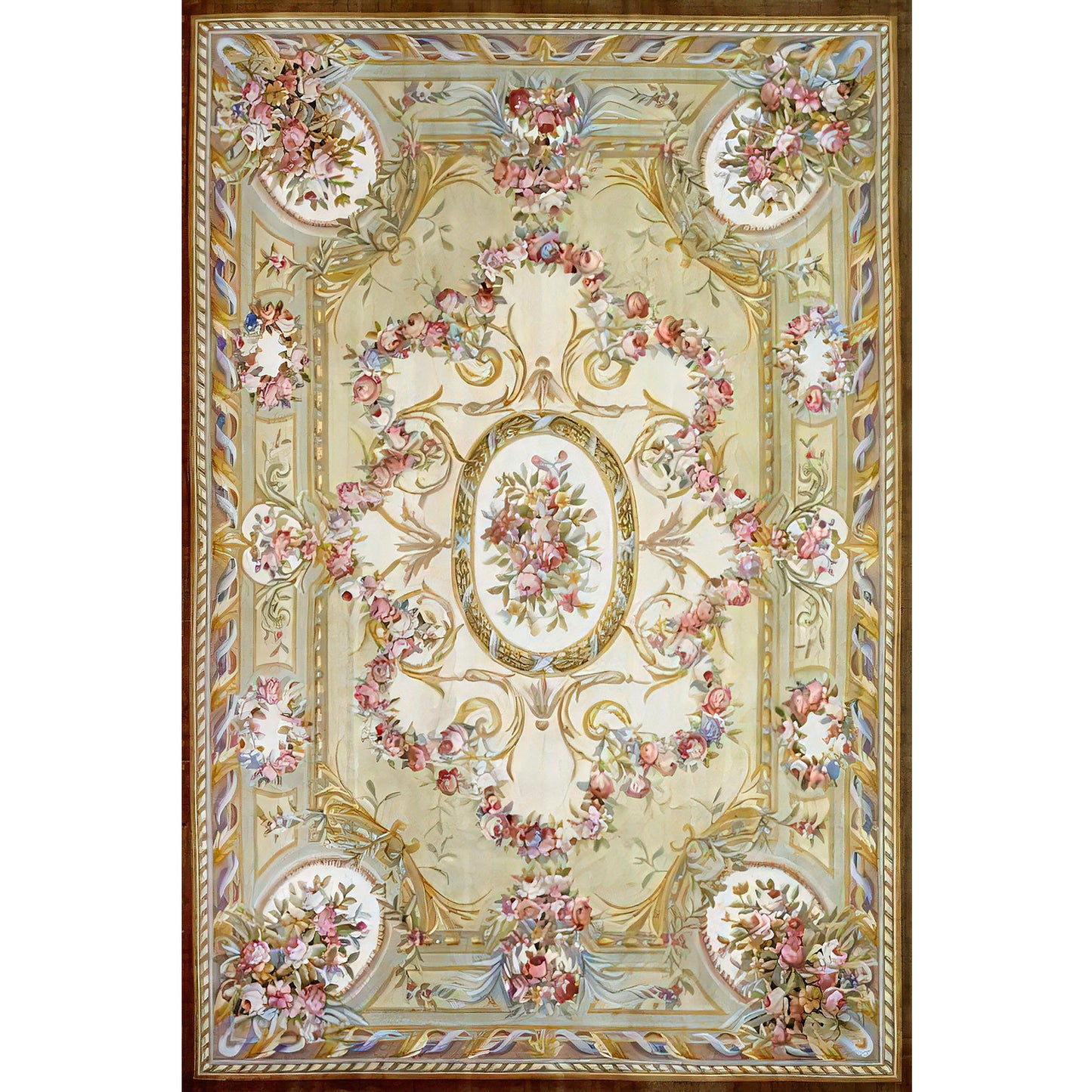 RENAISSANCE SAVONNERIE S-154 IVORY / GREEN 12'1" X 18'1"