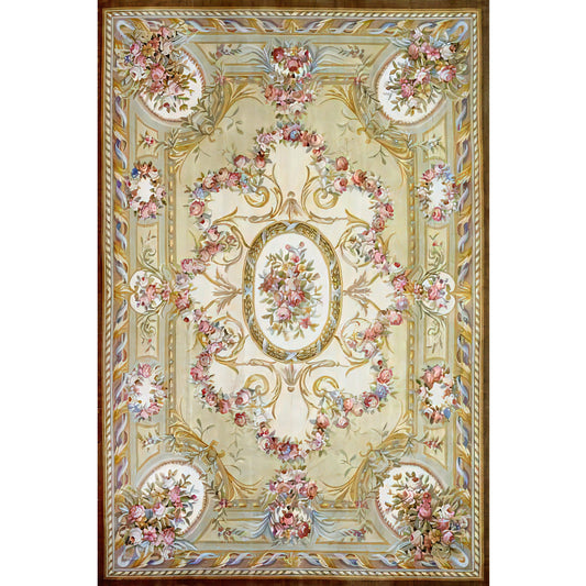 RENAISSANCE SAVONNERIE S-154 IVORY / GREEN 12'1" X 18'1"