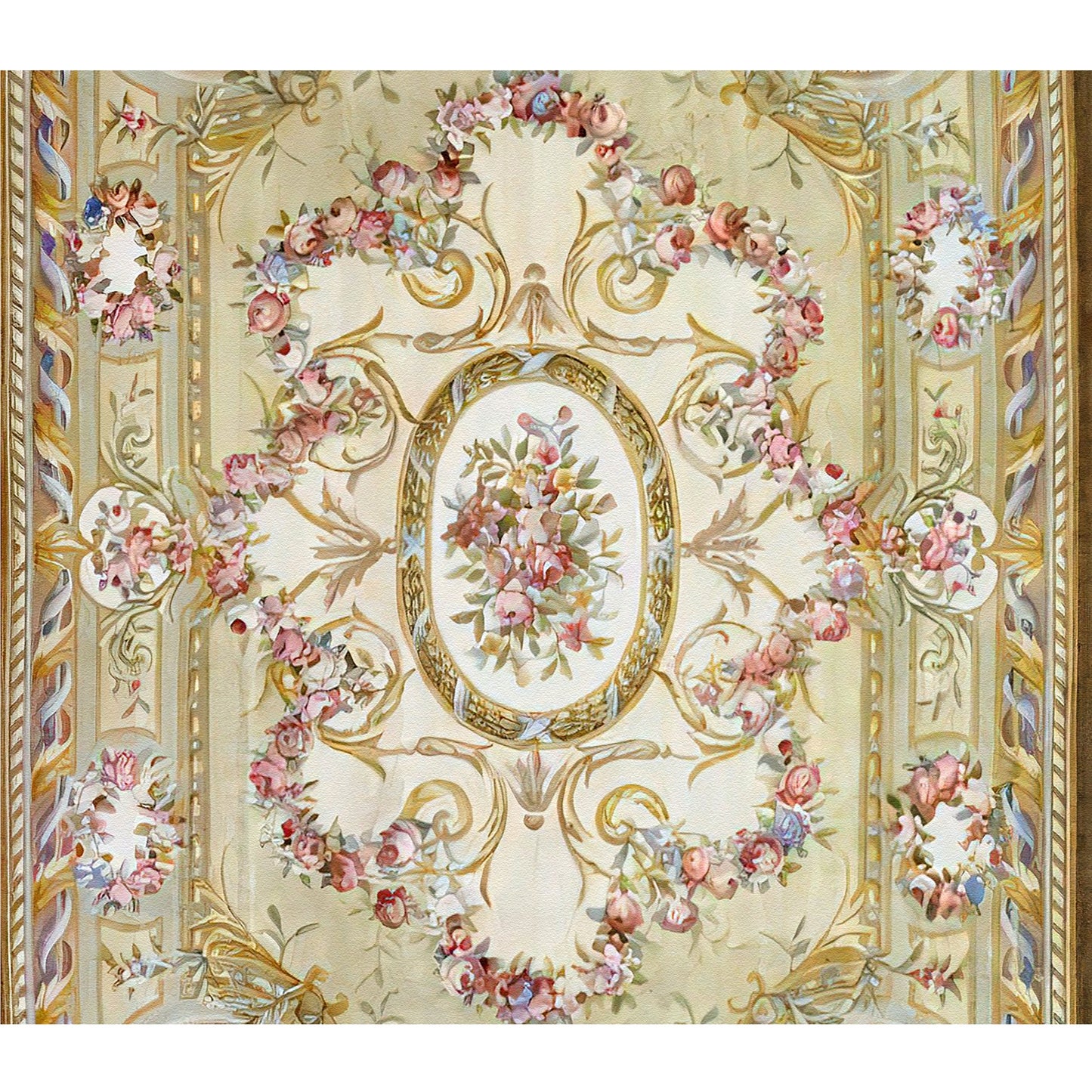 RENAISSANCE SAVONNERIE S-154 IVORY / GREEN 12'1" X 18'1"