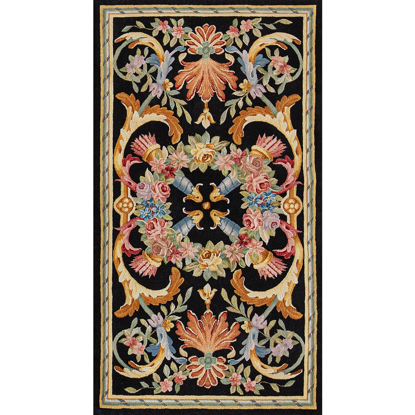 RENAISSANCE SAVONNERIE S271B BLACK, MULTI 2'8" X 5'1"