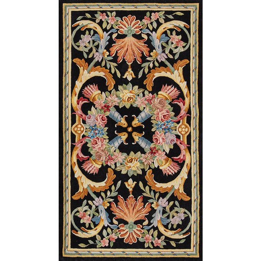 RENAISSANCE SAVONNERIE S271B BLACK, MULTI 2'8" X 5'1"