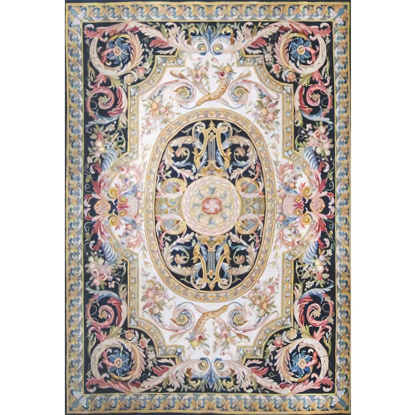 RENAISSANCE SAVONNERIE S-25N IVORY / NAVY 11' X 16'1"