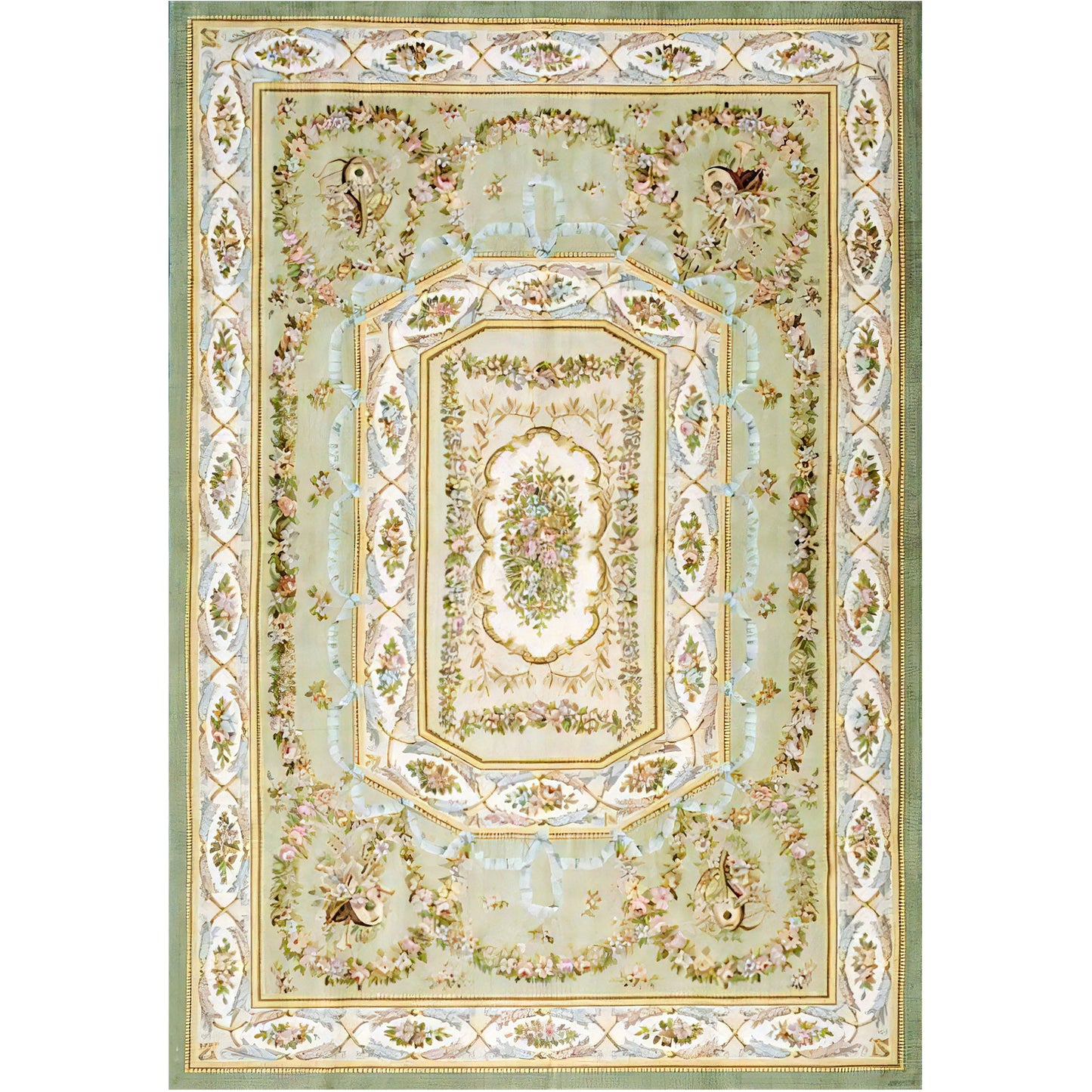 RENAISSANCE SAVONNERIE S127G GREEN / IVORY 16'6" X 19'6"