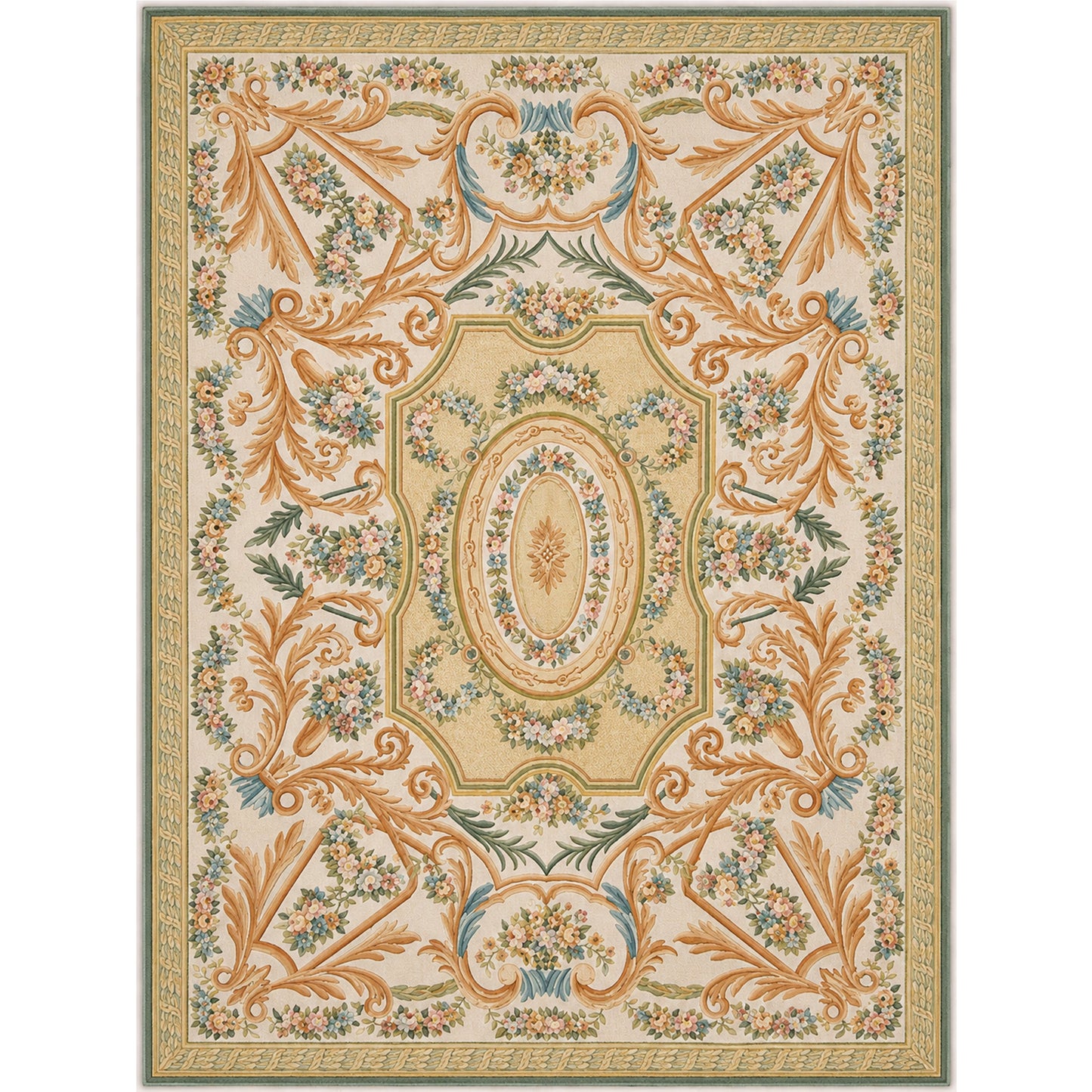 RENAISSANCE SAVONNERIE S-140 IVORY / GREEN 8'11" X 12'1"