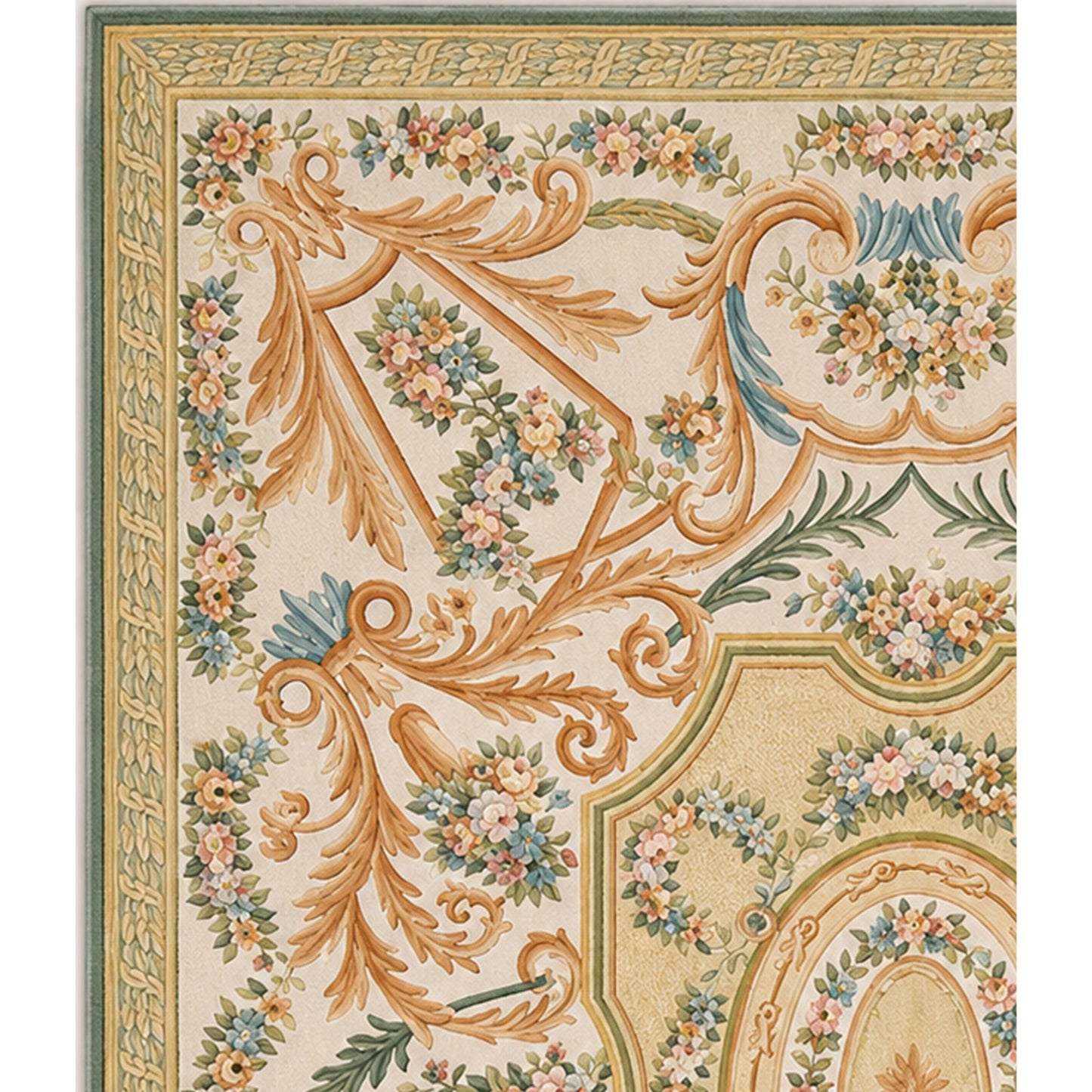 RENAISSANCE SAVONNERIE S-140 IVORY / GREEN 8'11" X 12'1"