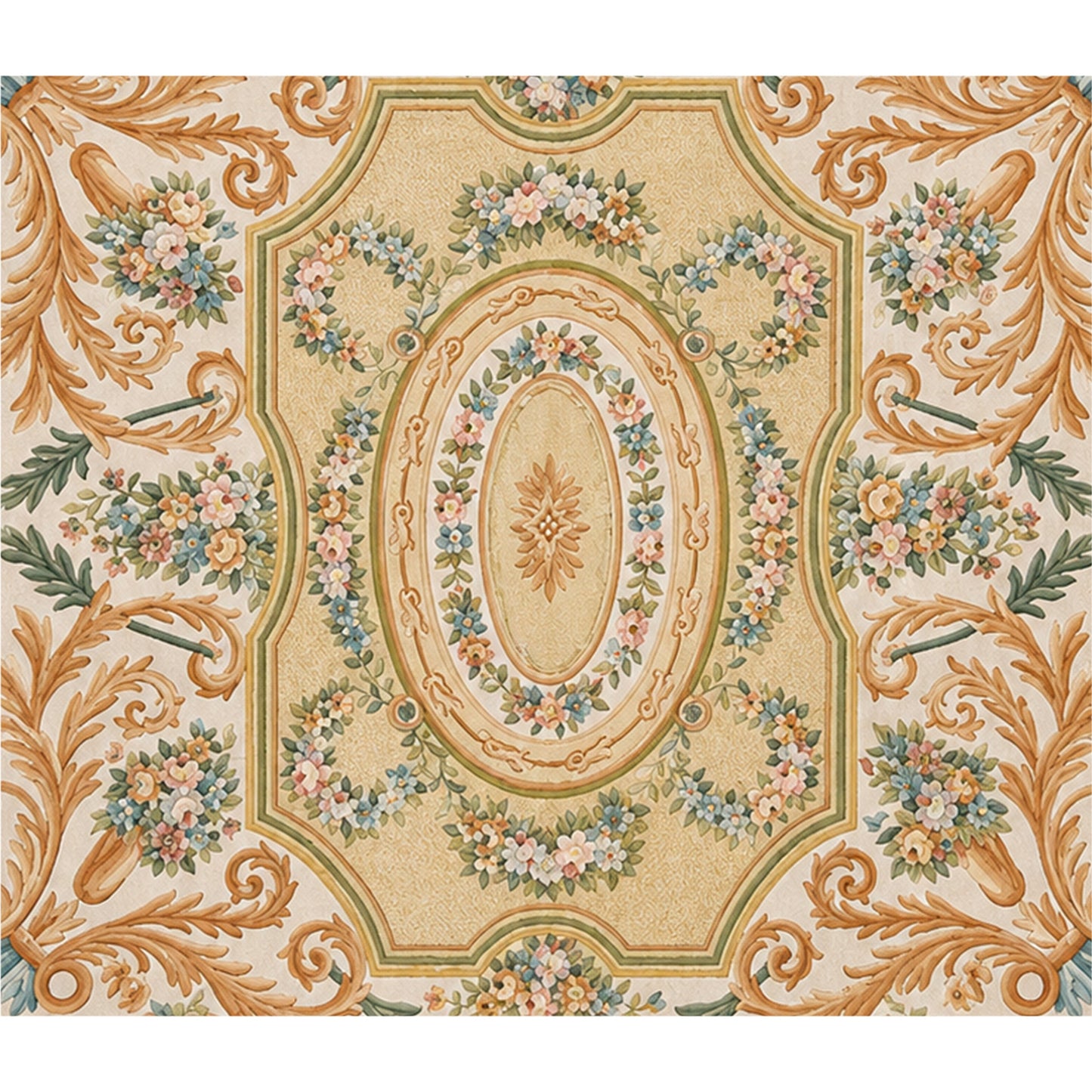 RENAISSANCE SAVONNERIE S-140 IVORY / GREEN 8'11" X 12'1"