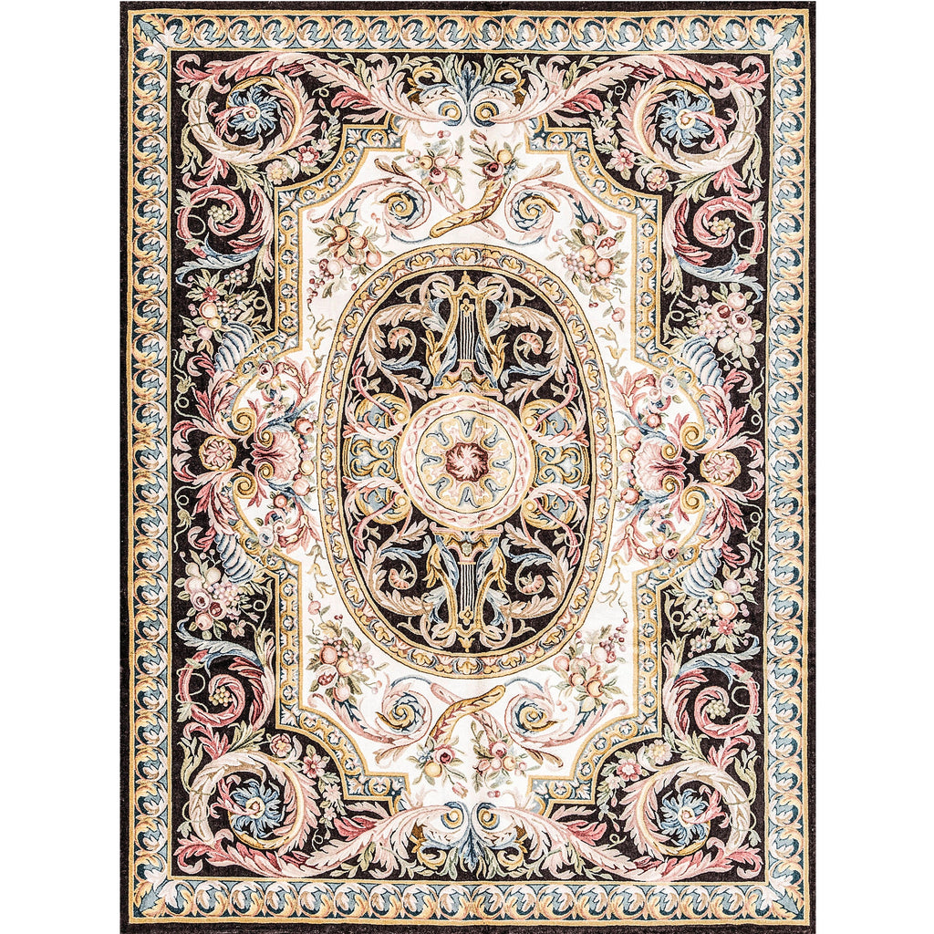 RENAISSANCE SAVONNERIE S25-- IVORY / BROWN 7'6" X 10'1"