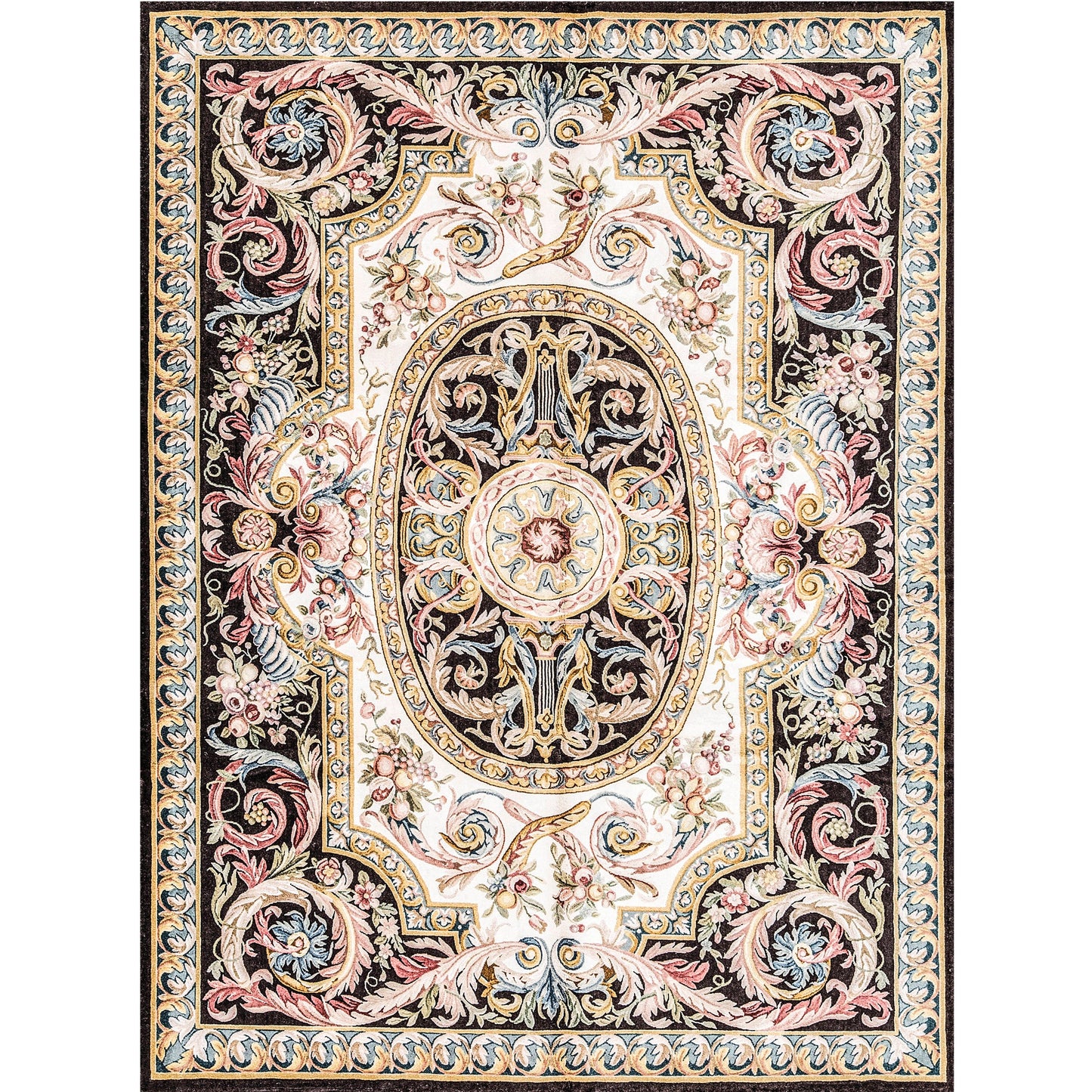 RENAISSANCE SAVONNERIE S25-- IVORY / BROWN 7'6" X 10'1"
