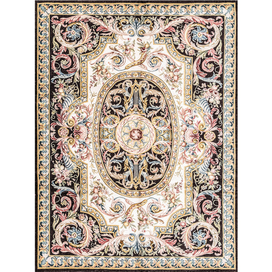 RENAISSANCE SAVONNERIE S25-- IVORY / BROWN 7'6" X 10'1"