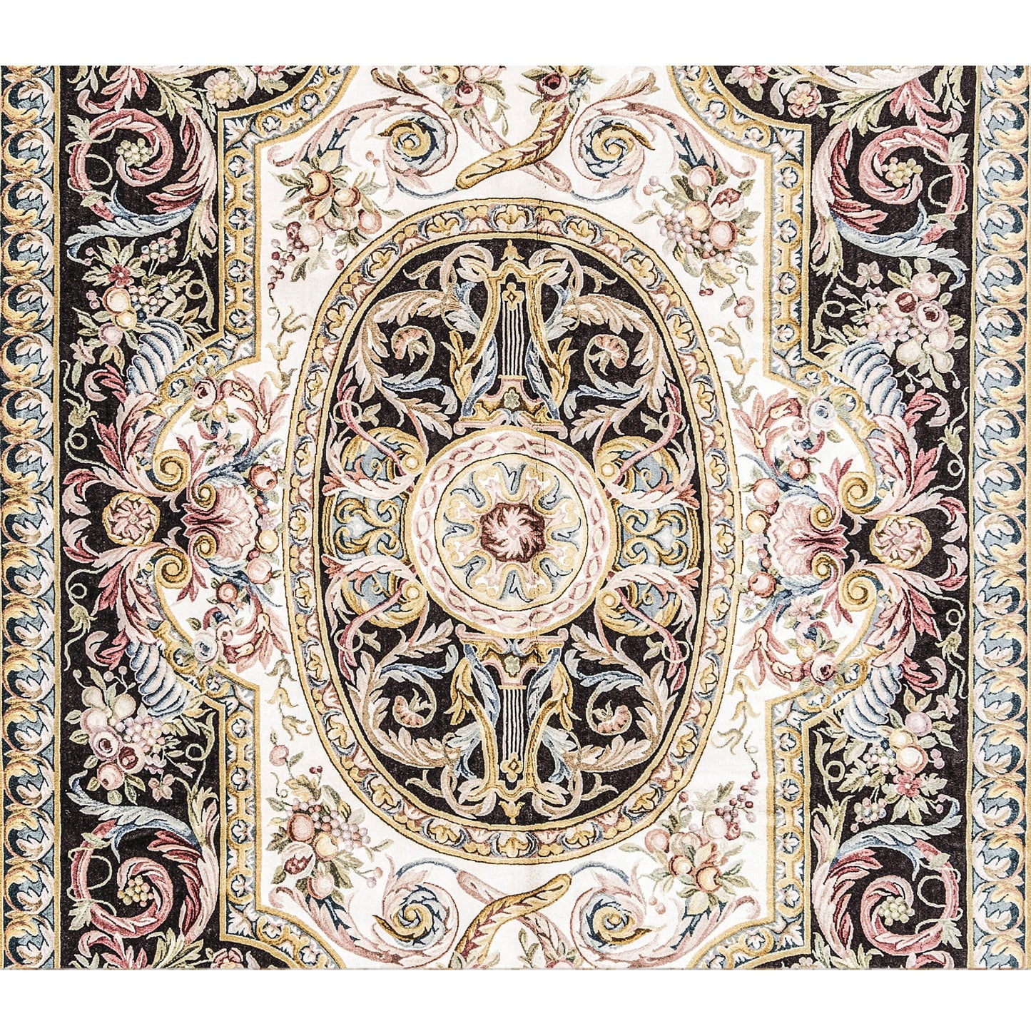 RENAISSANCE SAVONNERIE S25-- IVORY / BROWN 7'6" X 10'1"