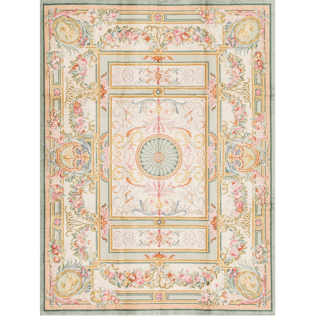 RENAISSANCE SAVONNERIE S-159 IVORY / GREEN 9' X 12'1"