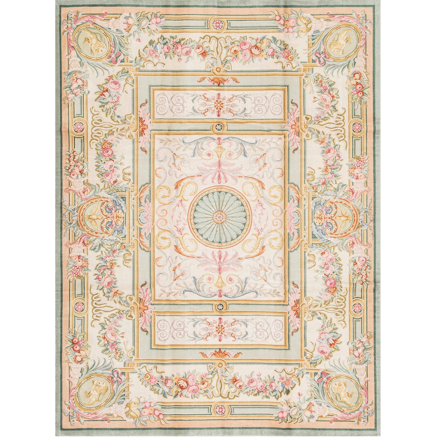 RENAISSANCE SAVONNERIE S-159 IVORY / GREEN 9' X 12'1"