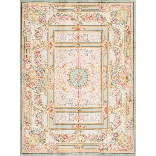 RENAISSANCE SAVONNERIE S-159 IVORY / GREEN 9' X 12'1"