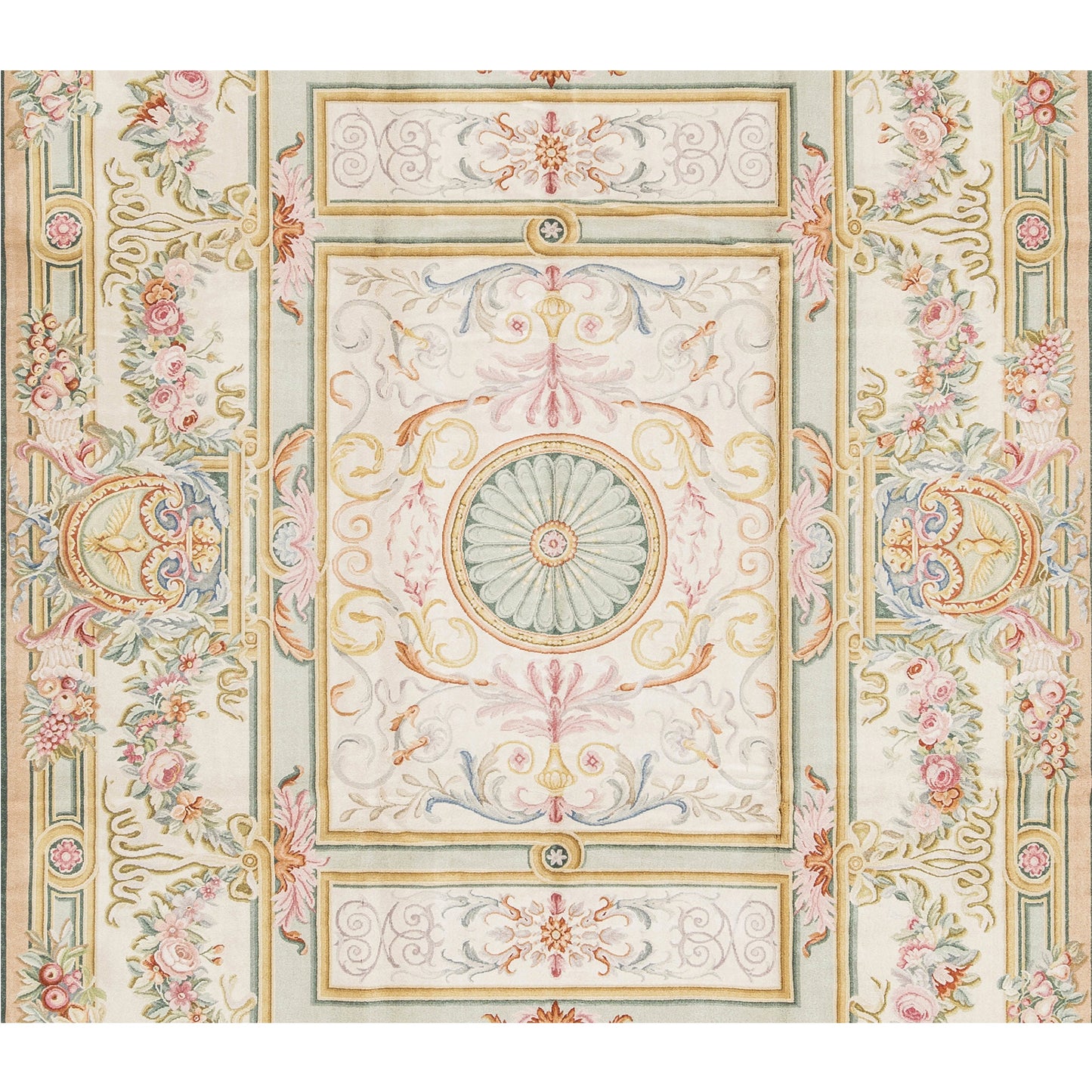 RENAISSANCE SAVONNERIE S-159 IVORY / GREEN 9' X 12'1"