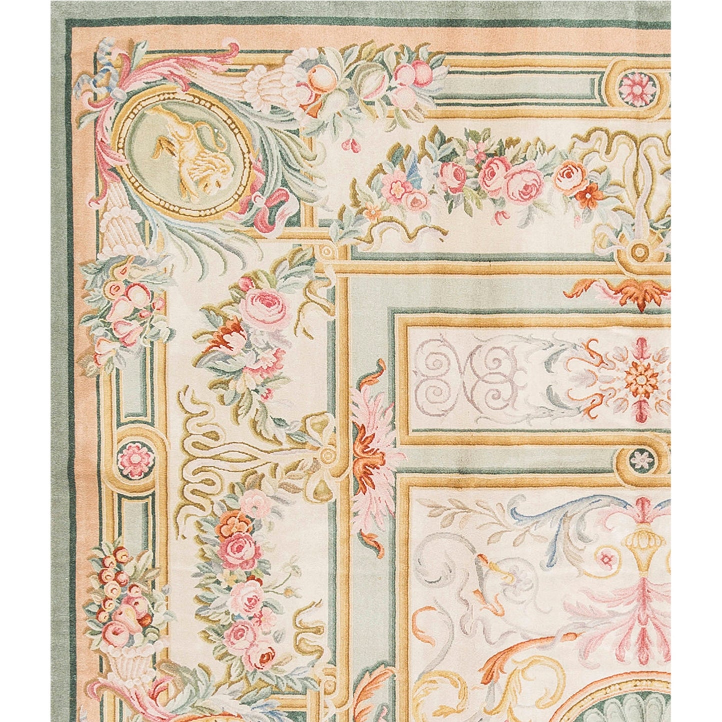 RENAISSANCE SAVONNERIE S-159 IVORY / GREEN 9' X 12'1"