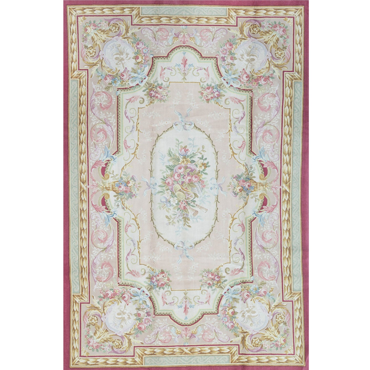 RENAISSANCE SAVONNERIE S3--- BEIGE / ROSE 7'9" X 11'9"