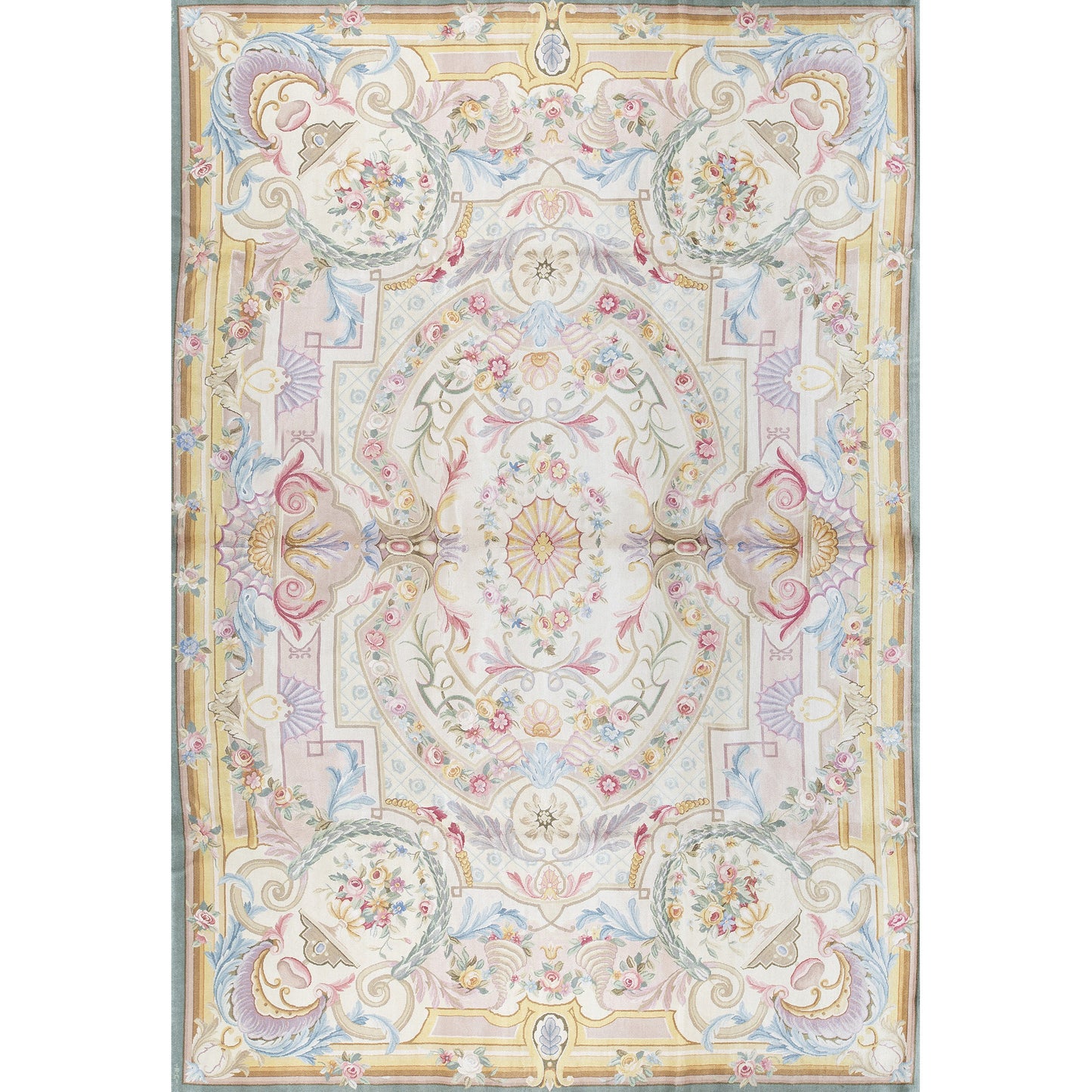 RENAISSANCE SAVONNERIE S-137 IVORY / GREEN 11'1" X 16'1"