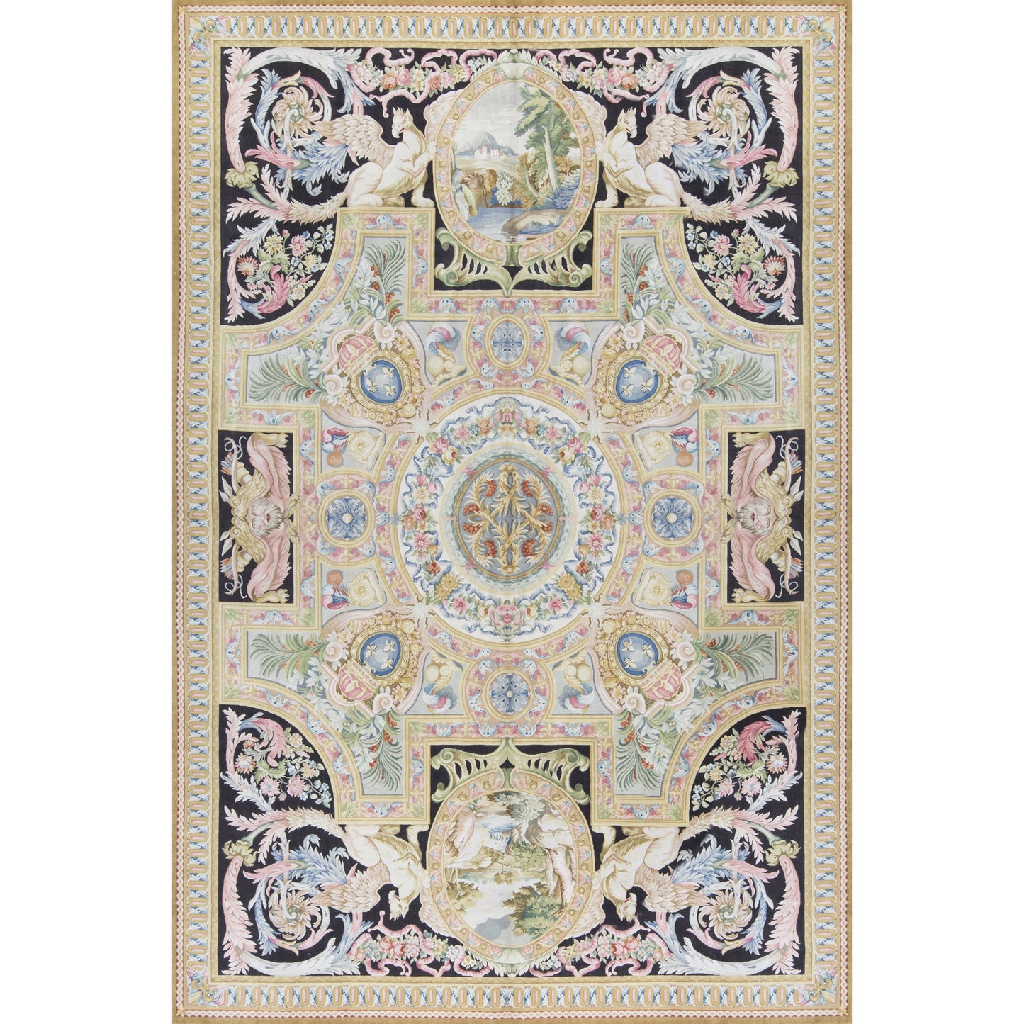 RENAISSANCE SAVONNERIE S-179 IVORY / BLACK 10'11" X 16'2"