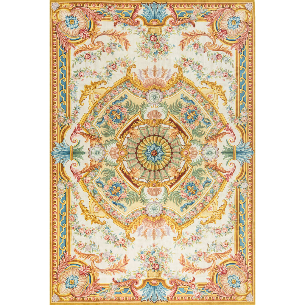 RENAISSANCE SAVONNERIE S-112 IVORY / LIGHT BLUE 12' X 18'1"