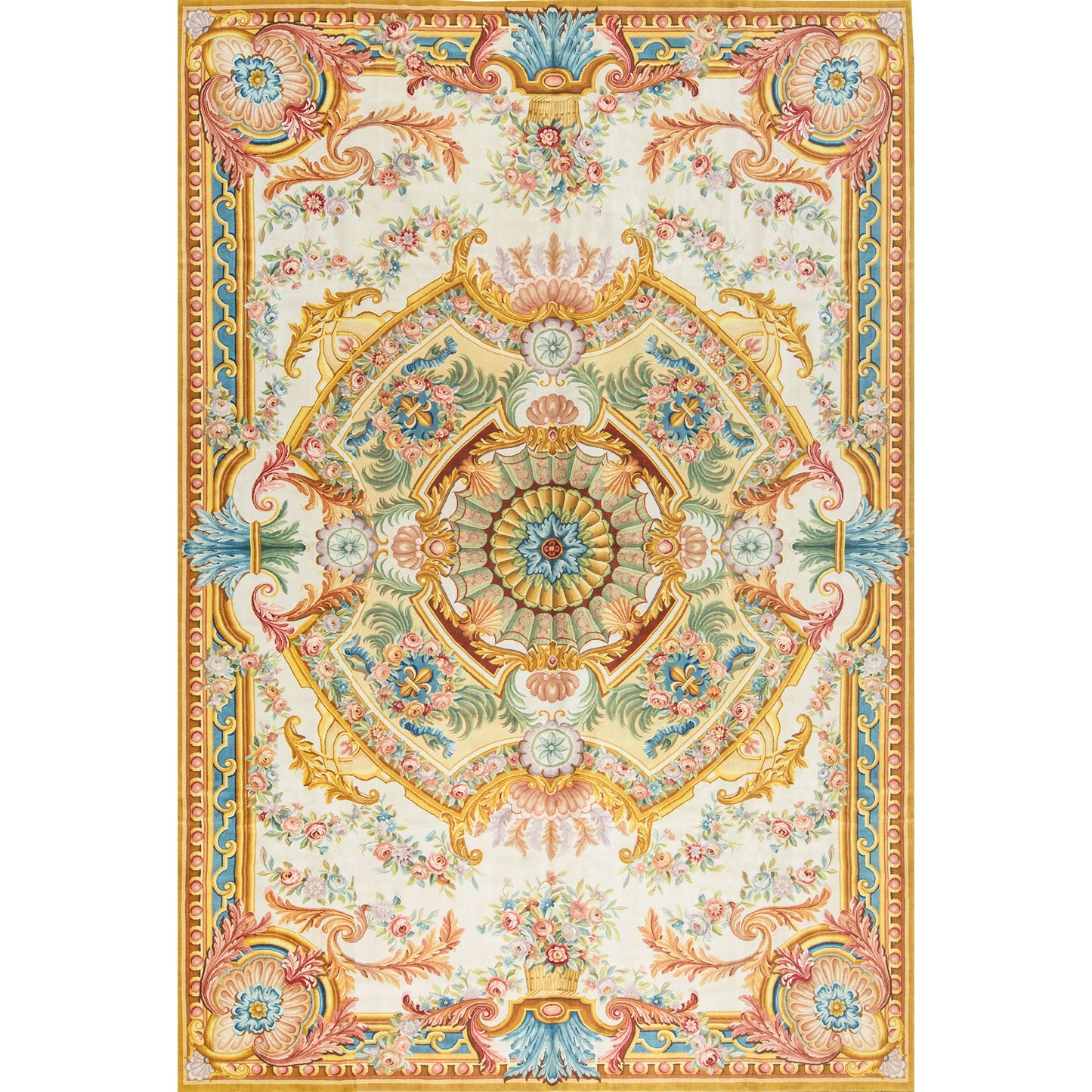RENAISSANCE SAVONNERIE S-112 IVORY / LIGHT BLUE 12' X 18'1"