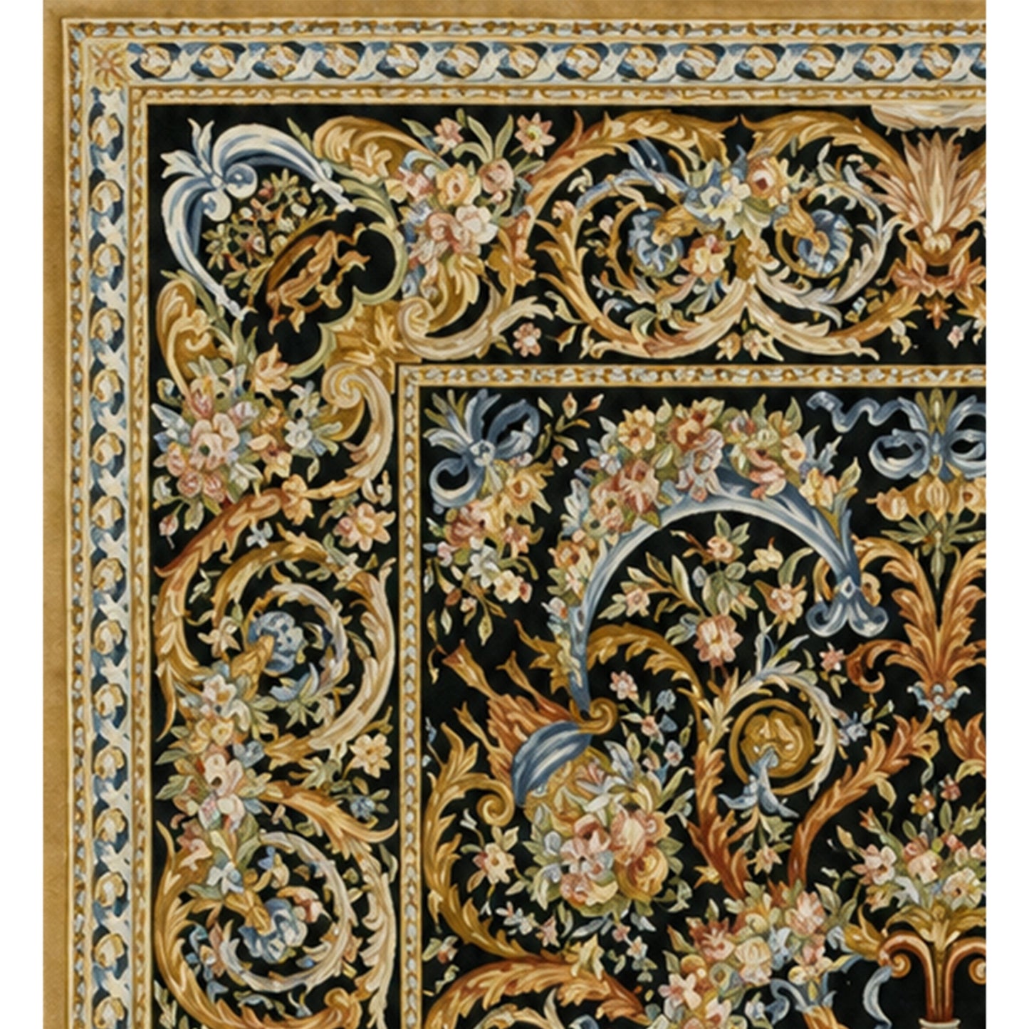 RENAISSANCE SAVONNERIE S193B BLACK / GOLD 10'11" X 16'