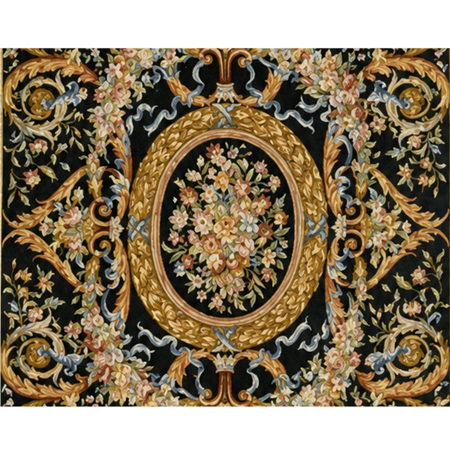 RENAISSANCE SAVONNERIE S193B BLACK / GOLD 10'11" X 16'