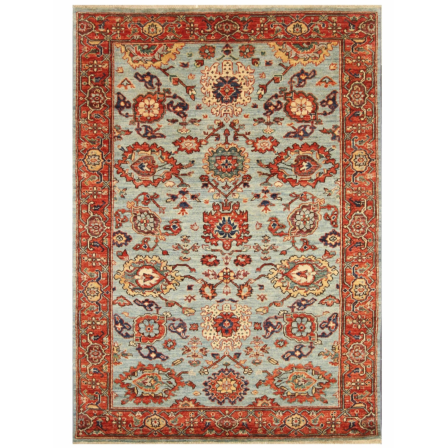 ARYANA ARYAN LIGHT BLUE / RED 4'2" X 5'11"
