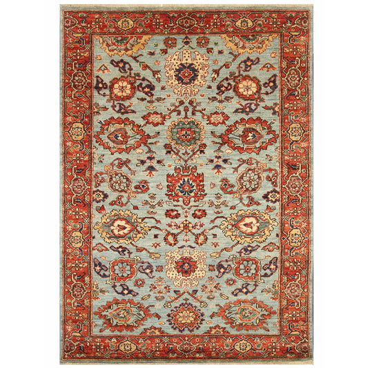 ARYANA ARYAN LIGHT BLUE / RED 4'2" X 5'11"