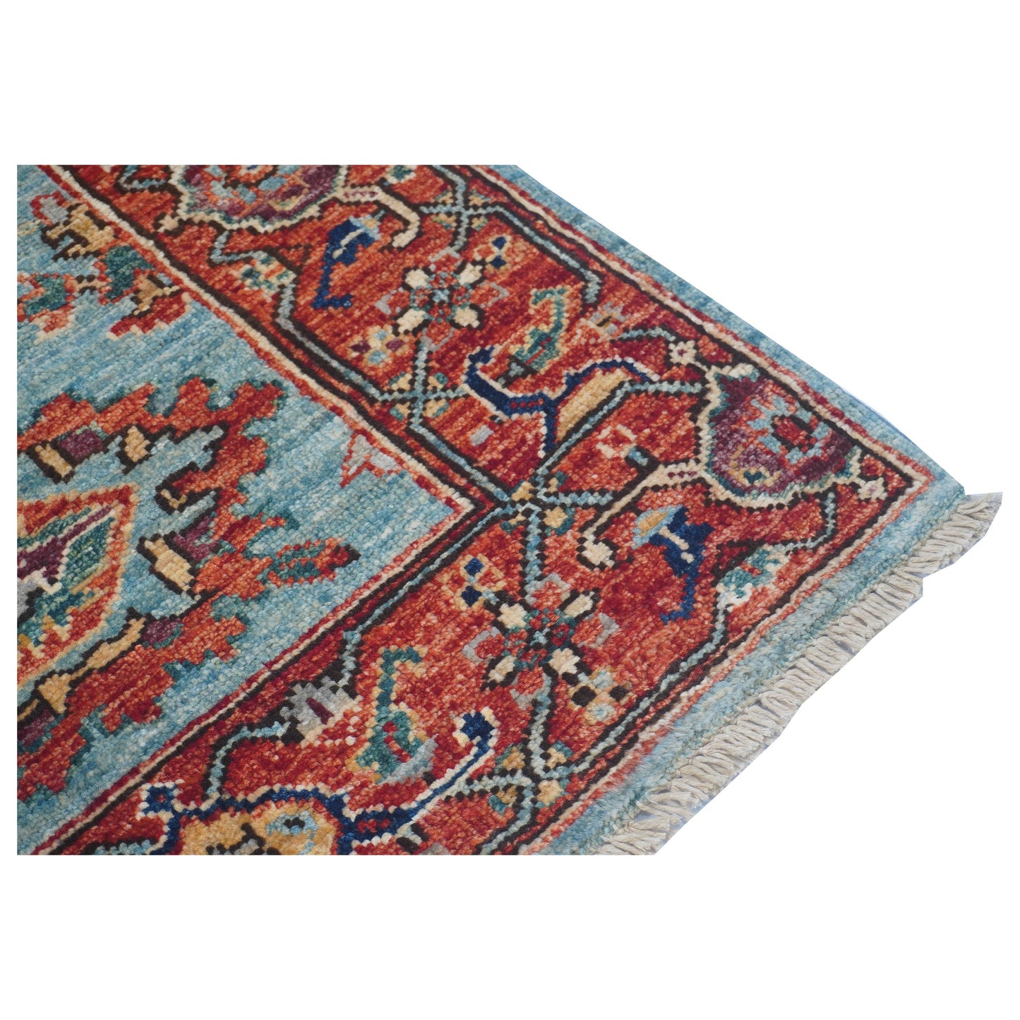 ARYANA ARYAN LIGHT BLUE / RED 4'2" X 5'11"