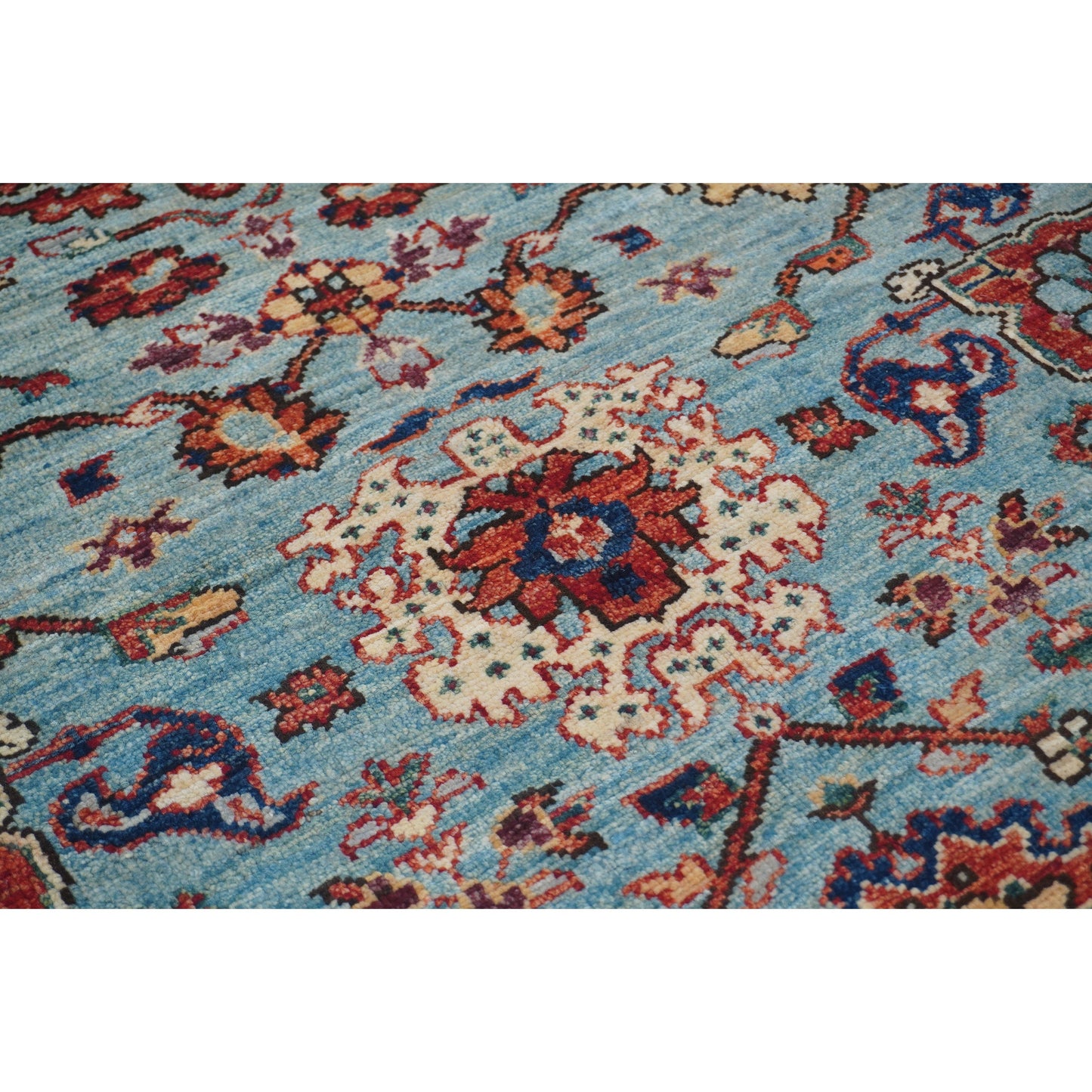 ARYANA ARYAN LIGHT BLUE / RED 4'2" X 5'11"