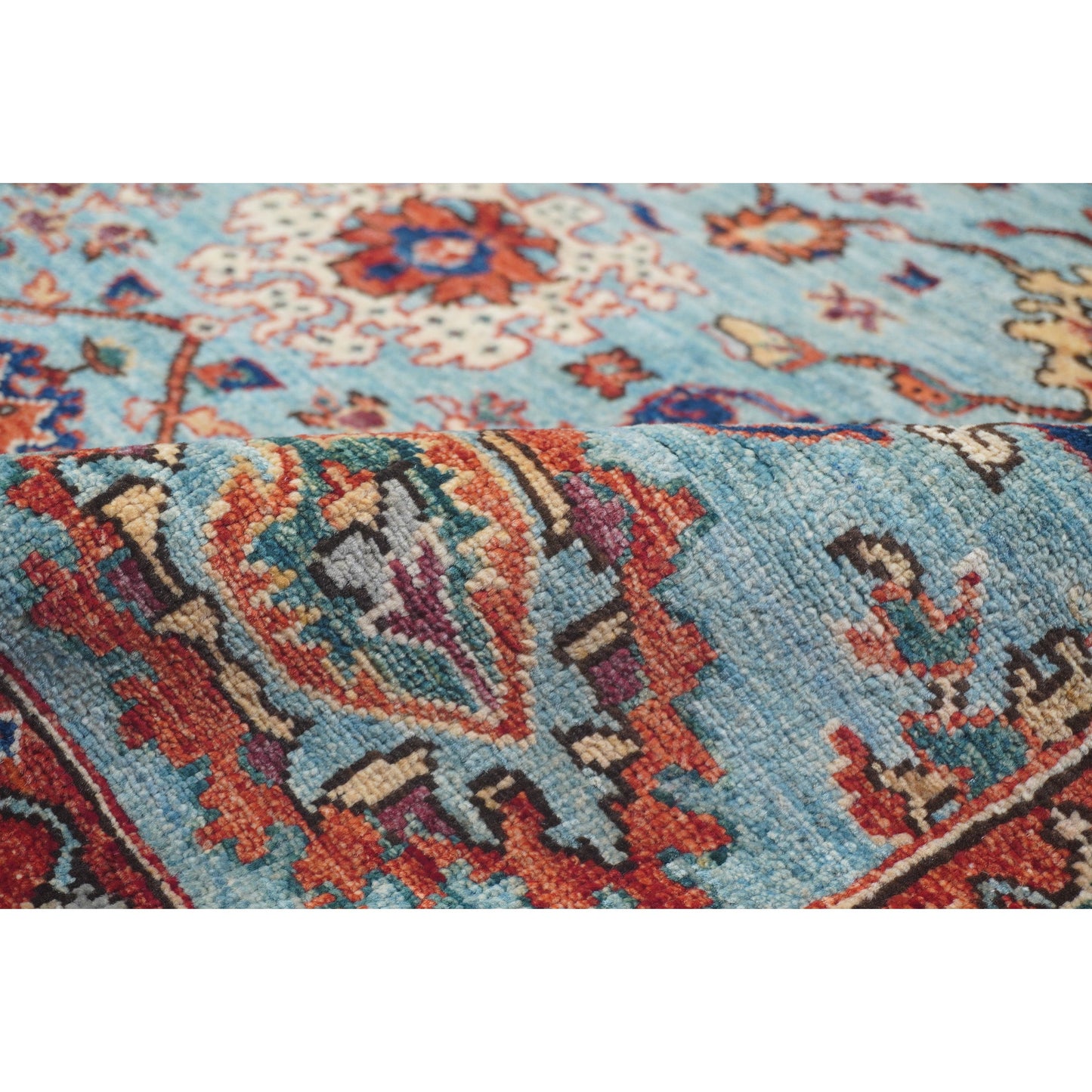 ARYANA ARYAN LIGHT BLUE / RED 4'2" X 5'11"