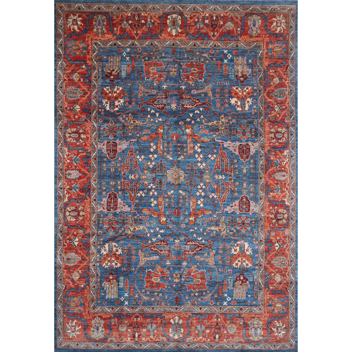 ARYANA ARYAN LIGHT BLUE / RUST 8'9" X 12'