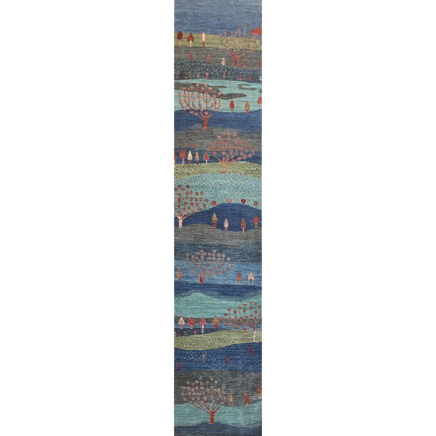 ARYANA ARYAN GREEN / LIGHT BLUE 2'8" X 13'6"