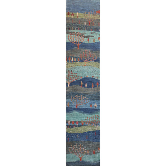 ARYANA ARYAN GREEN / LIGHT BLUE 2'8" X 13'6"