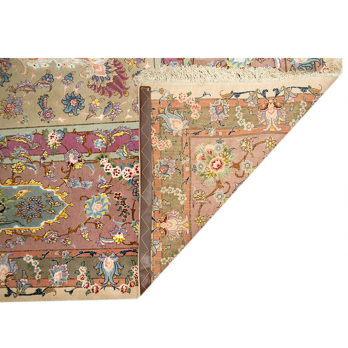 ANTIQUE PERSIAN FINE TABRIZ IVORY / ROSE 11'5" X 16'10"