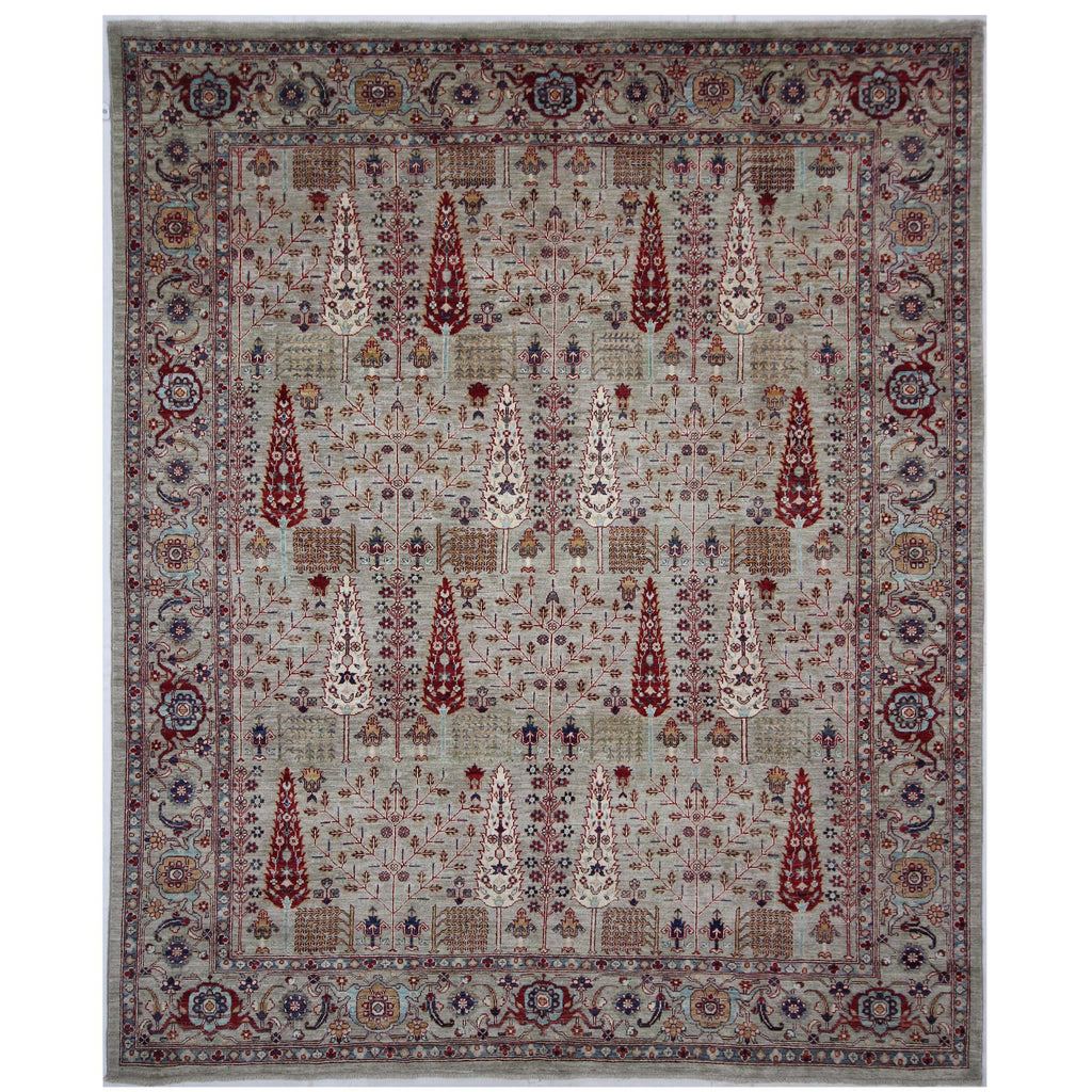 ARYANA TABRZ LIGHT GREEN / RED 8'3" X 9'10"