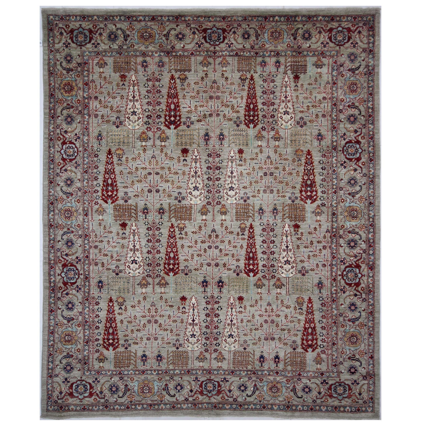 ARYANA TABRZ LIGHT GREEN / RED 8'3" X 9'10"
