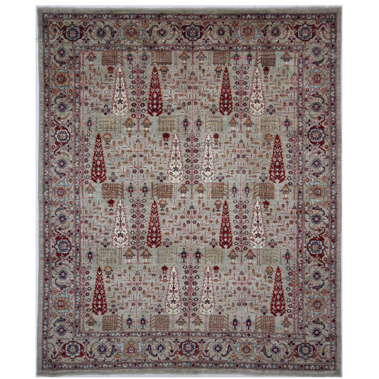 ARYANA TABRZ LIGHT GREEN / RED 8'3" X 9'10"