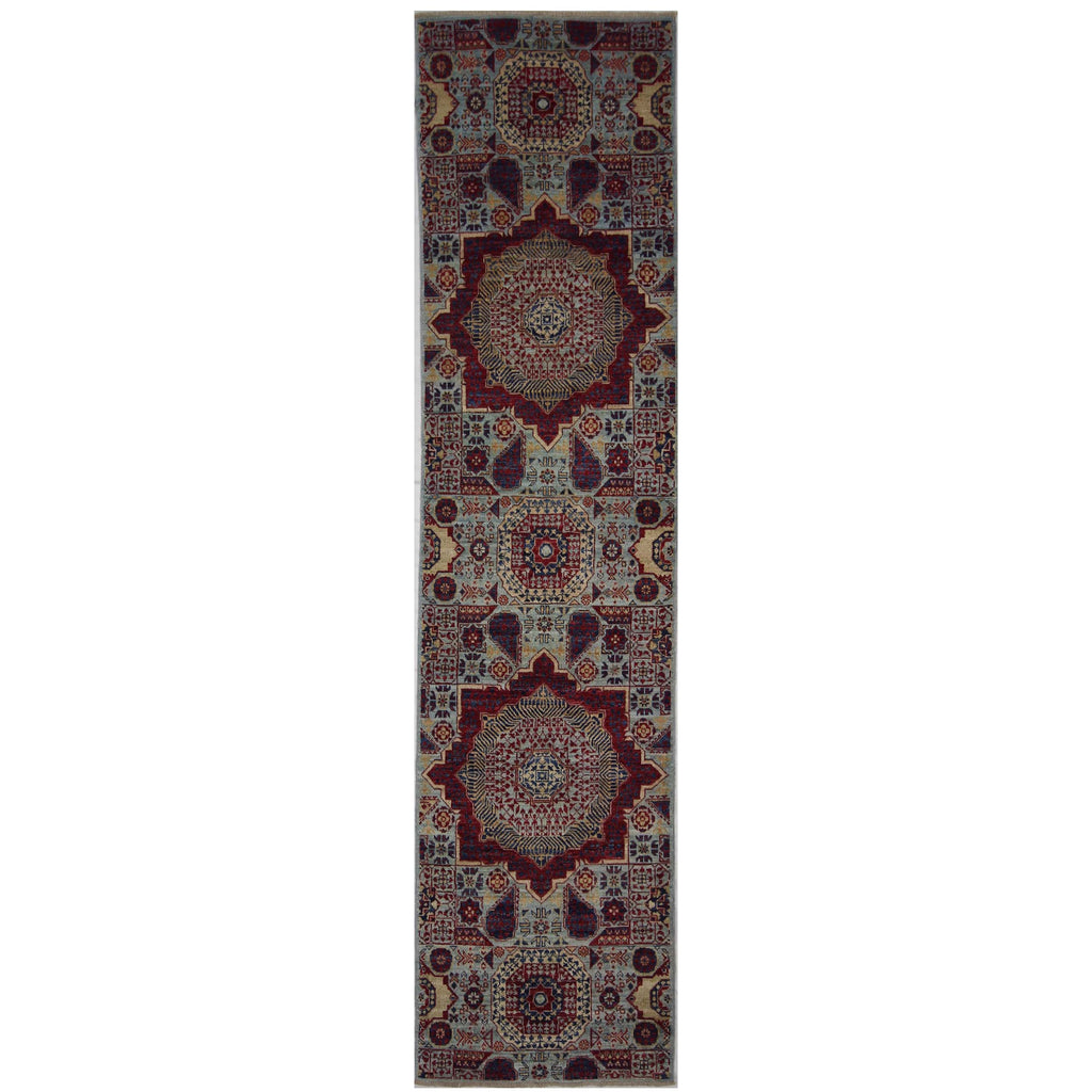 ARYANA MAMLU LIGHT BLUE / RED 2'5" X 10'
