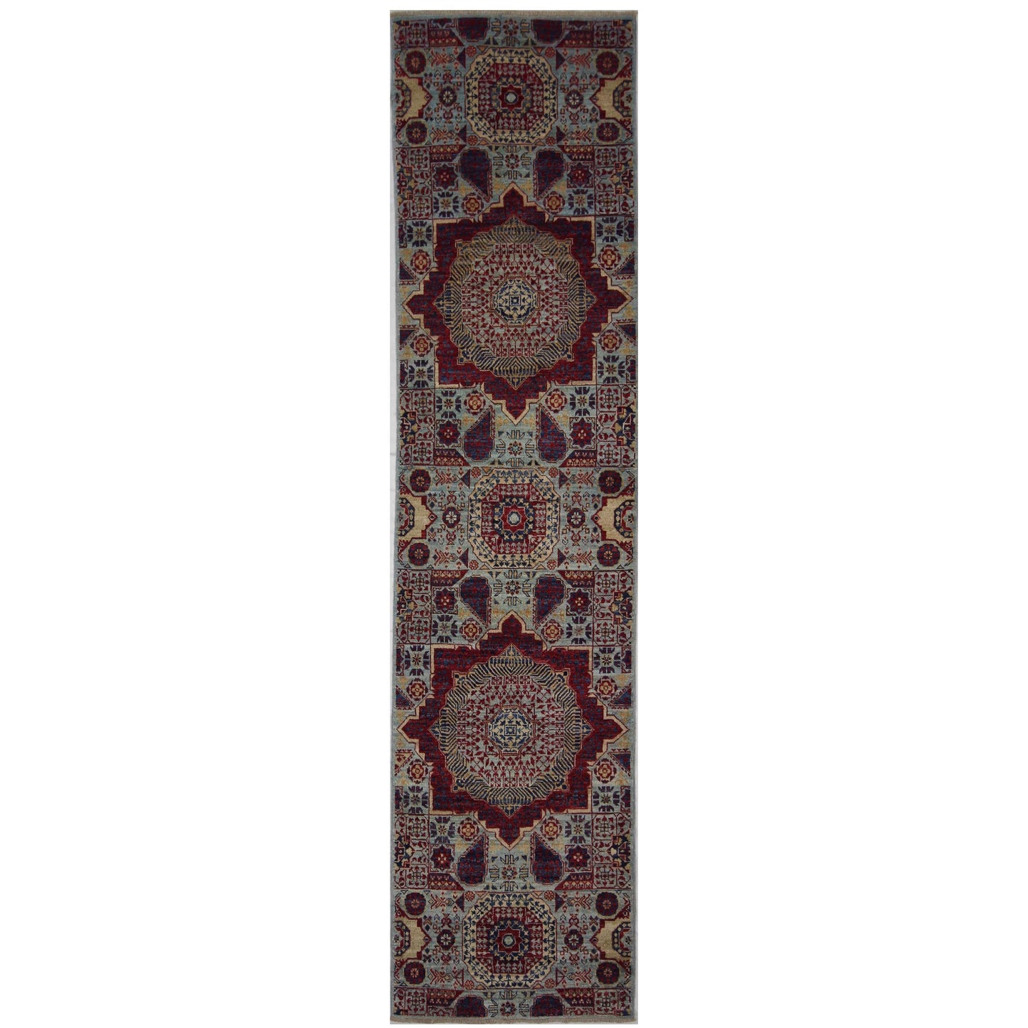 ARYANA MAMLU LIGHT BLUE / RED 2'5" X 10'