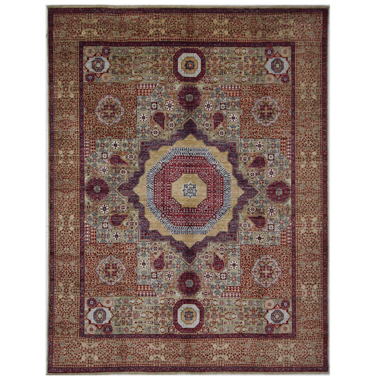 ARYANA MAMLU LIGHT GREEN / RED 7'10" X 10'4"