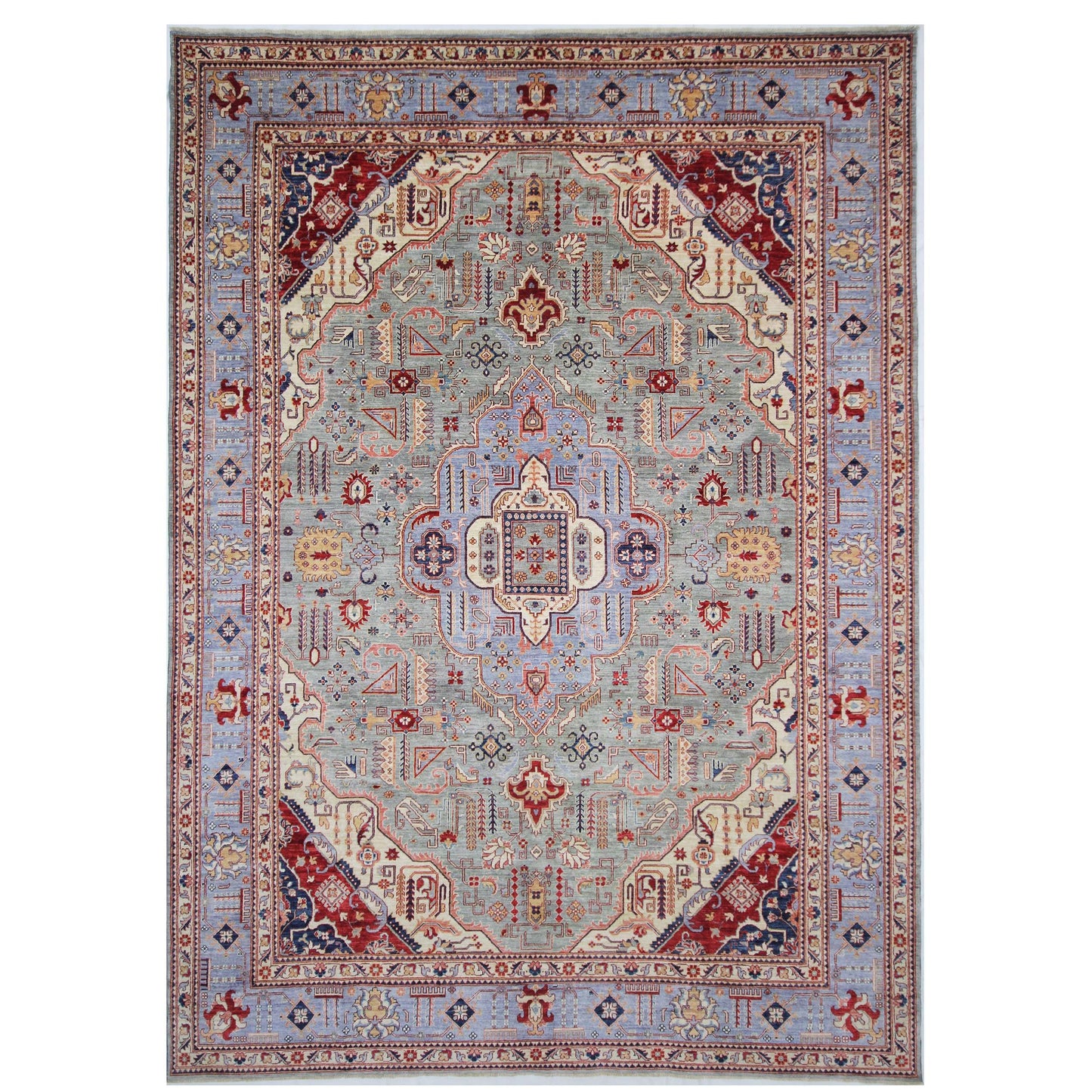 ARYANA ARYAN GREEN / LIGHT BLUE 9'10" X 13'8"