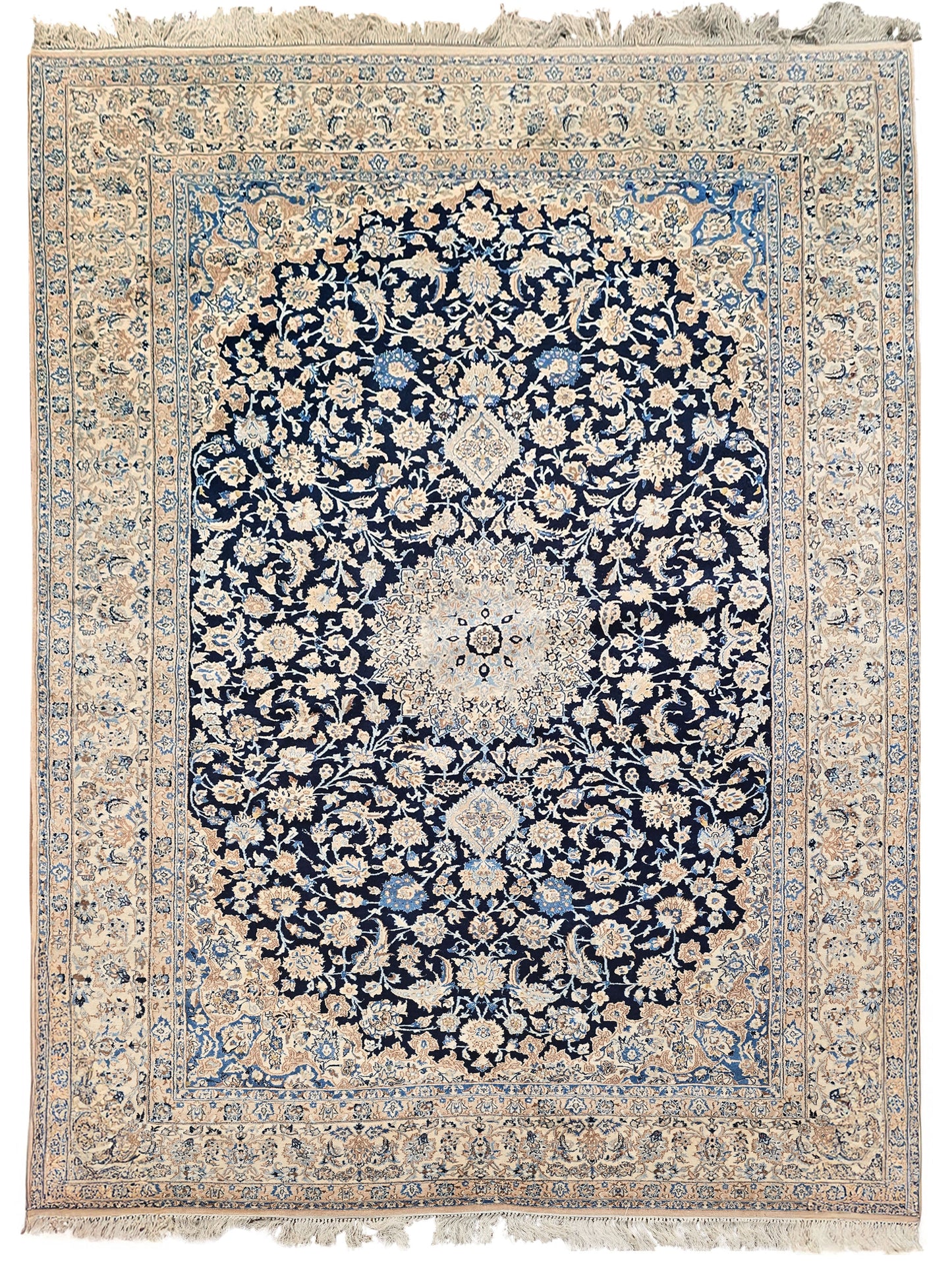 ANTIQUE PERSIAN FINE NAIM NAVY / IVORY