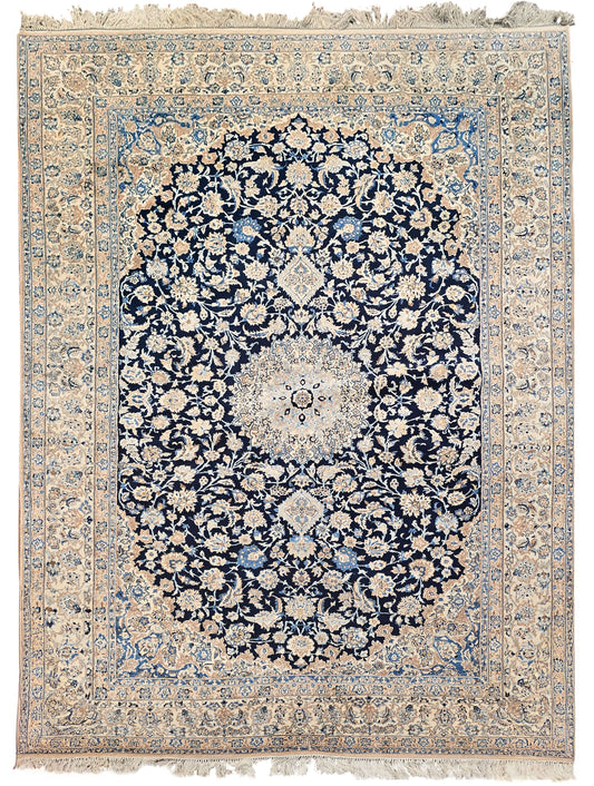 ANTIQUE PERSIAN FINE NAIM NAVY / IVORY