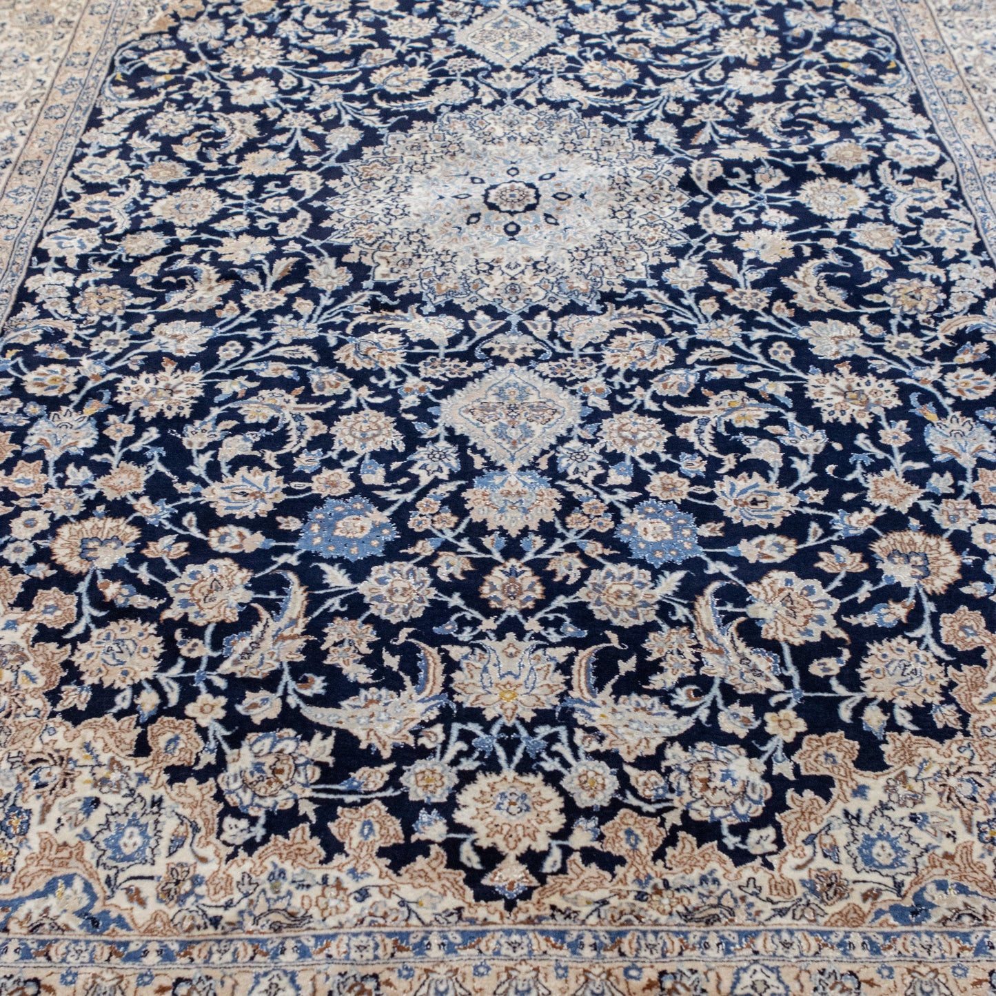ANTIQUE PERSIAN FINE NAIM NAVY / IVORY