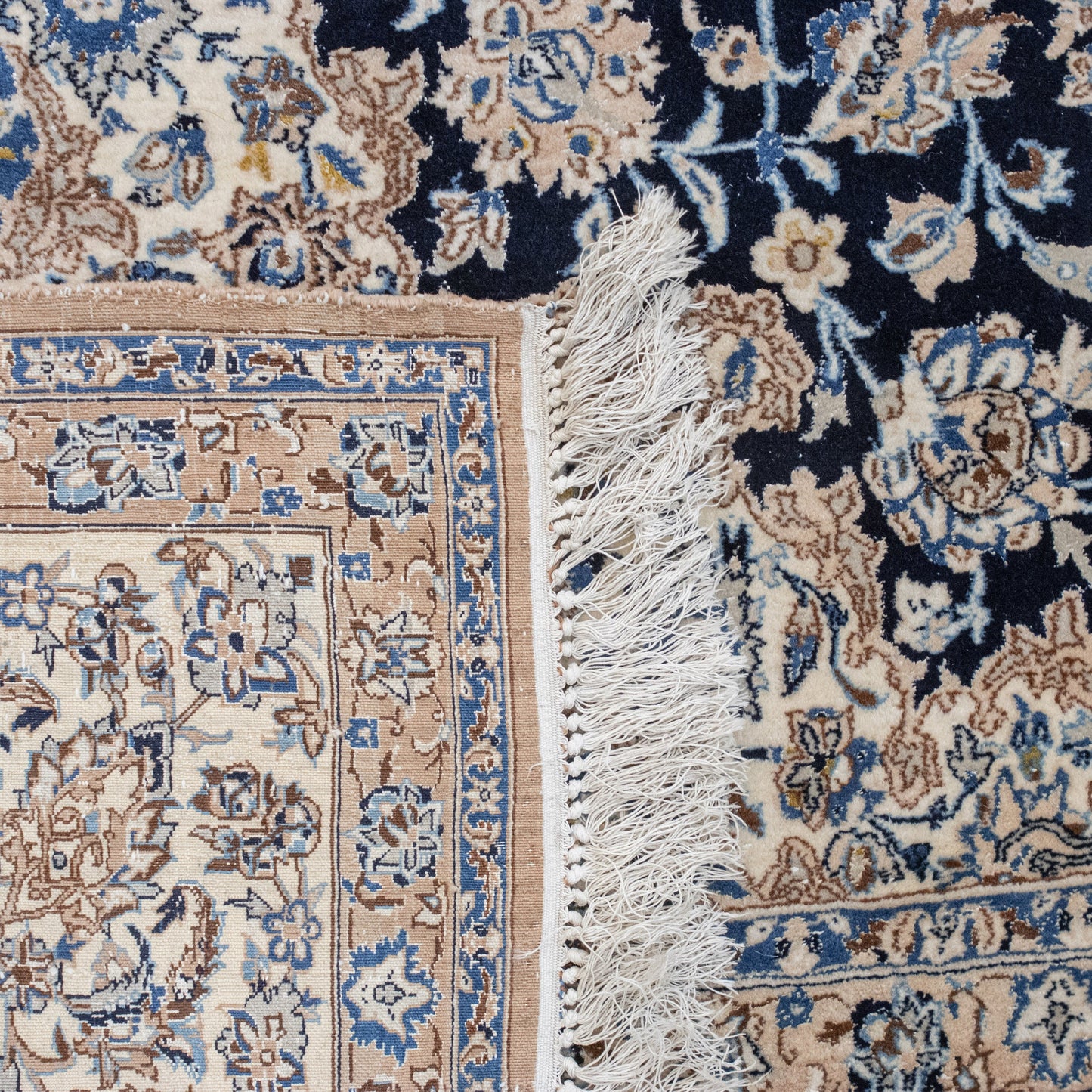 ANTIQUE PERSIAN FINE NAIM NAVY / IVORY